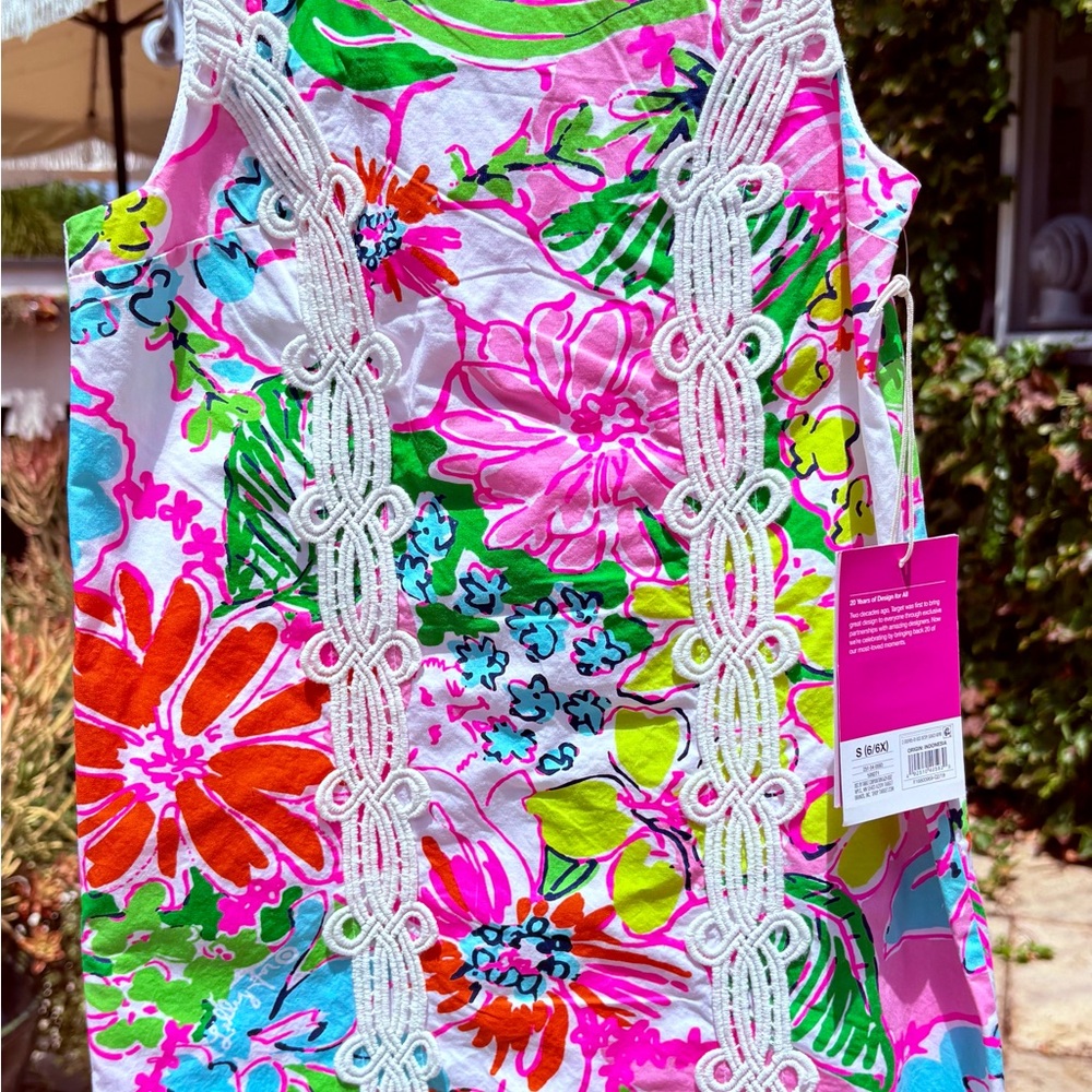 Lily Pulitzer Girls’ Floral Print Dress with Lace Detail - Picture 7 of 7